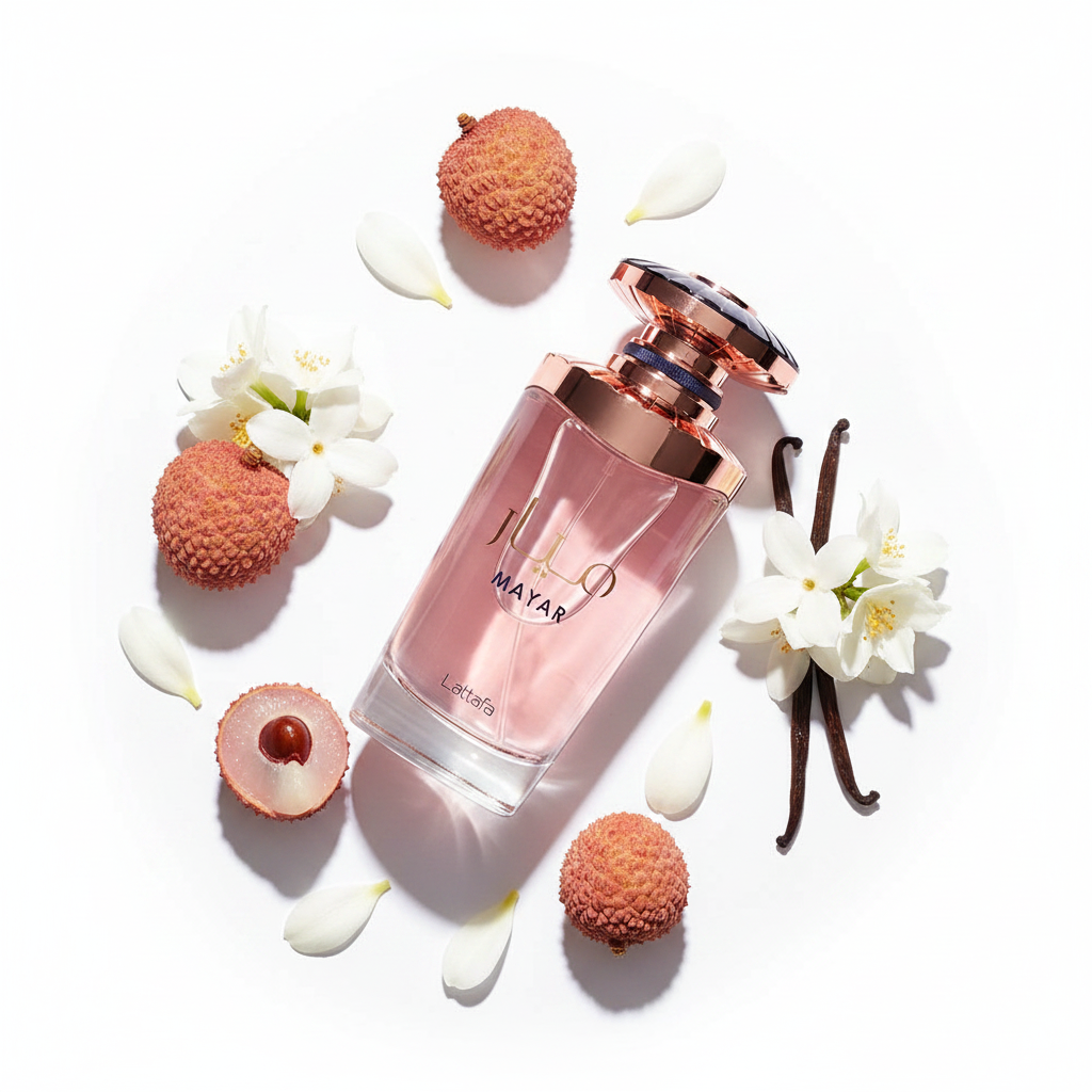 Mayar Eau de Parfum For Women 100ml Lattafa - flat lay ingredientes