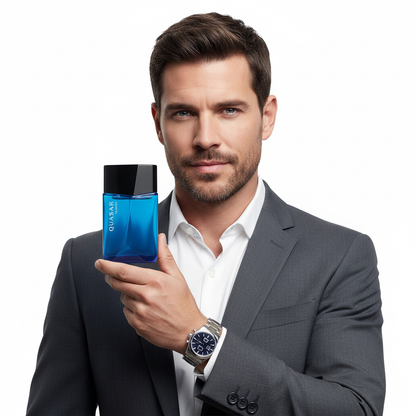 Modelo masculino com Quasar Classic Eau de Toilette 100ml