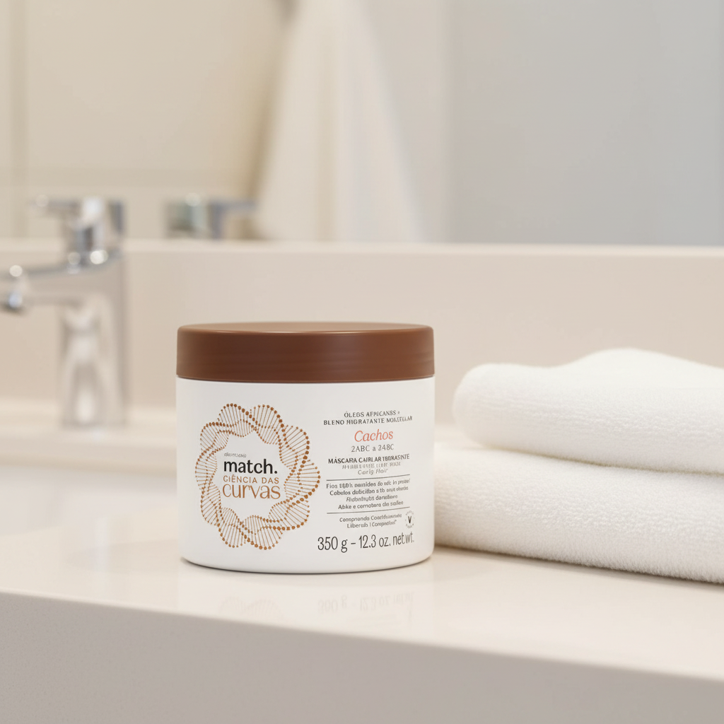 Máscara Capilar Hidratante Match Ciência das Curvas Cachos 350g - lifestyle banheiro