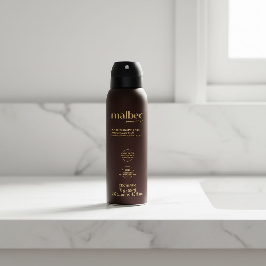 Malbec Pure Gold em bancada minimalista com textura mármore
