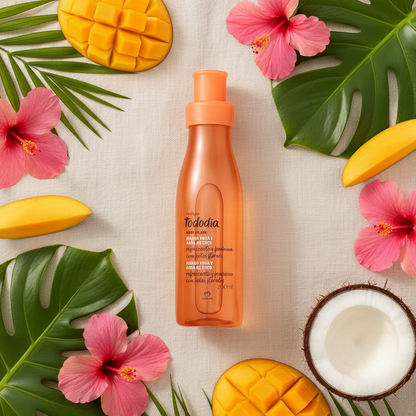 Body Splash Tododia Mango Rosa y Agua de Coco - Flat Lay Tropical