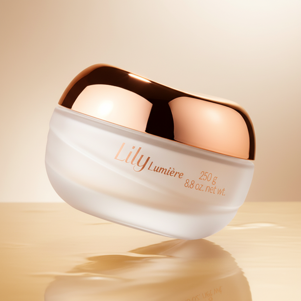 Lily Lumière Creme Acetinado 250g fundo degrê dourado