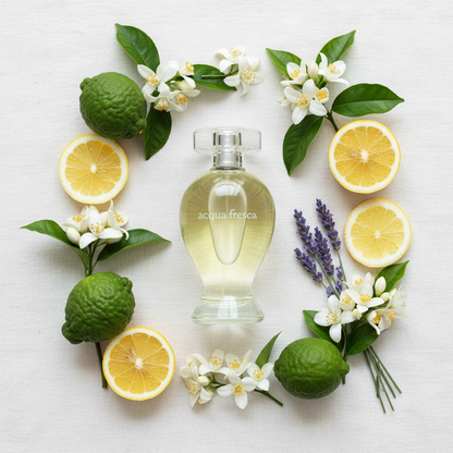 Acqua Fresca - flat lay com ingredientes naturais