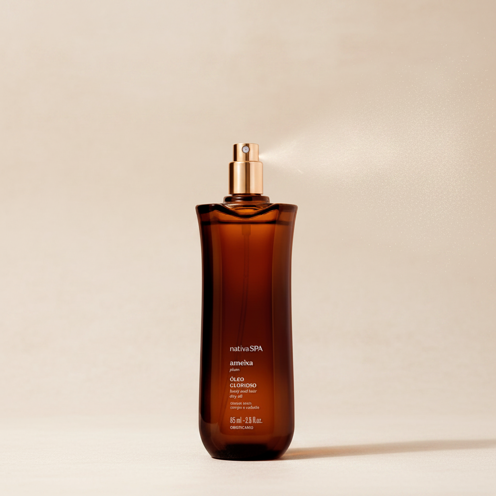 Óleo Glorioso Nativa SPA Ameixa 85ml - efeito spray com luz dourada