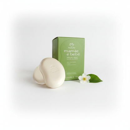 Natura Mamãe e Bebê Sabonete Vegetal em Barra 2x100g – Flat Lay