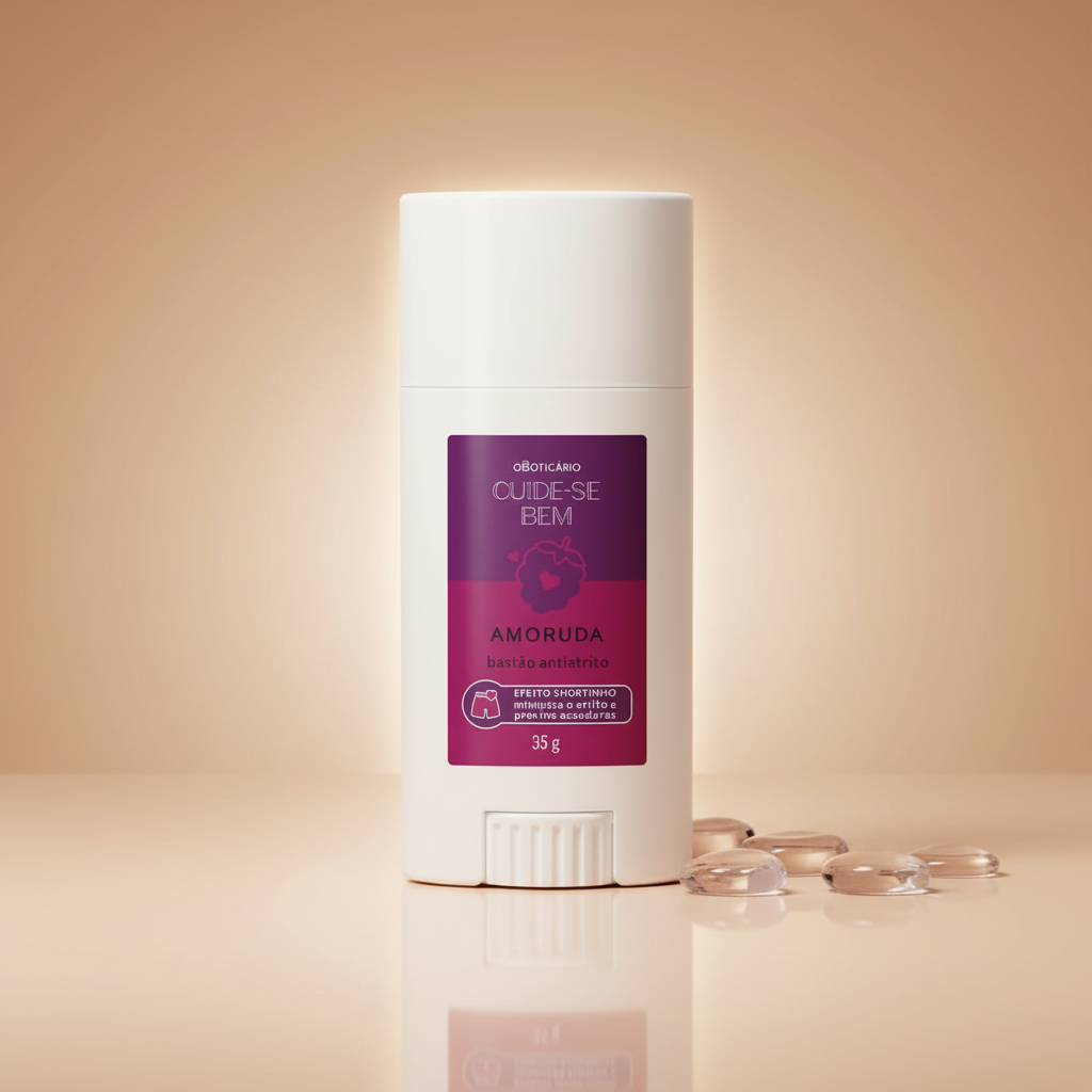 Stick Antifricção Cuide-se Bem Amoruda - superfície nude com pedras claras
