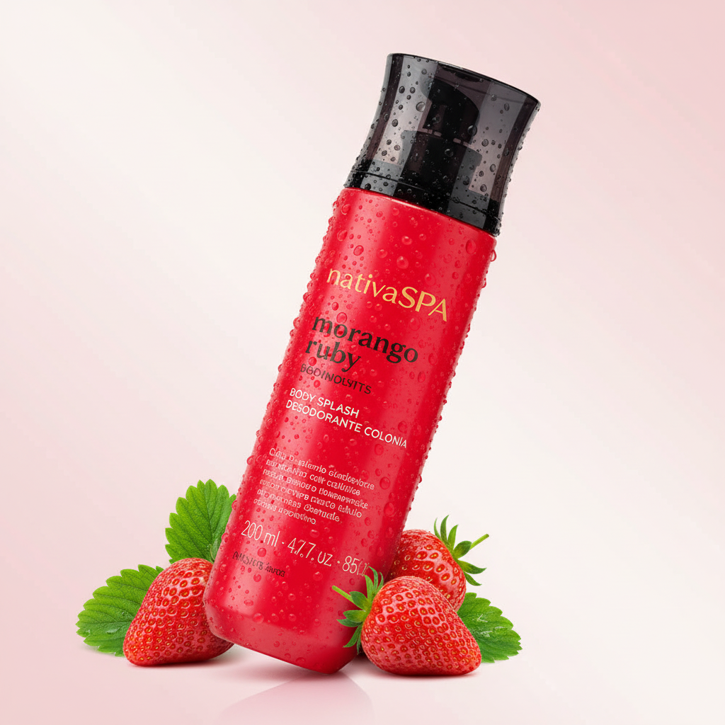 Nativa SPA Morango Ruby - Ângulo com Gotas