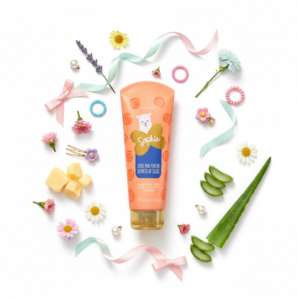 Sophie Crème Coiffante - Flat lay ingrédients naturels