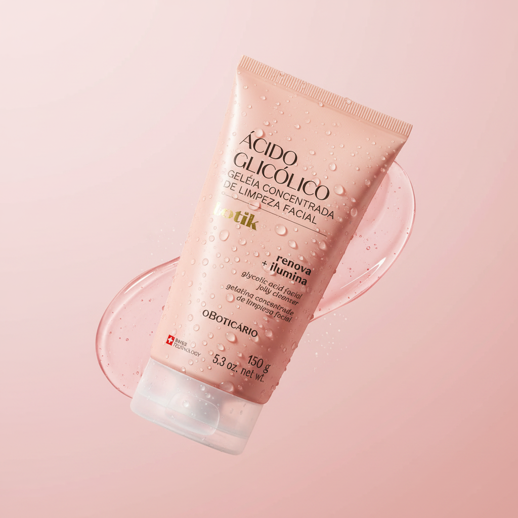 Ácido Glicólico Geleia Concentrada de Limpeza Facial - Ângulo dinâmico rosa suave