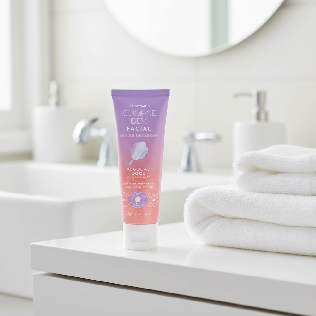 Gel Hidratante Facial Cuide-se Bem Doces Delírios - bancada banheiro elegante