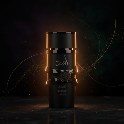 Perfume Asad Elixir com efeito brilho quente intenso
