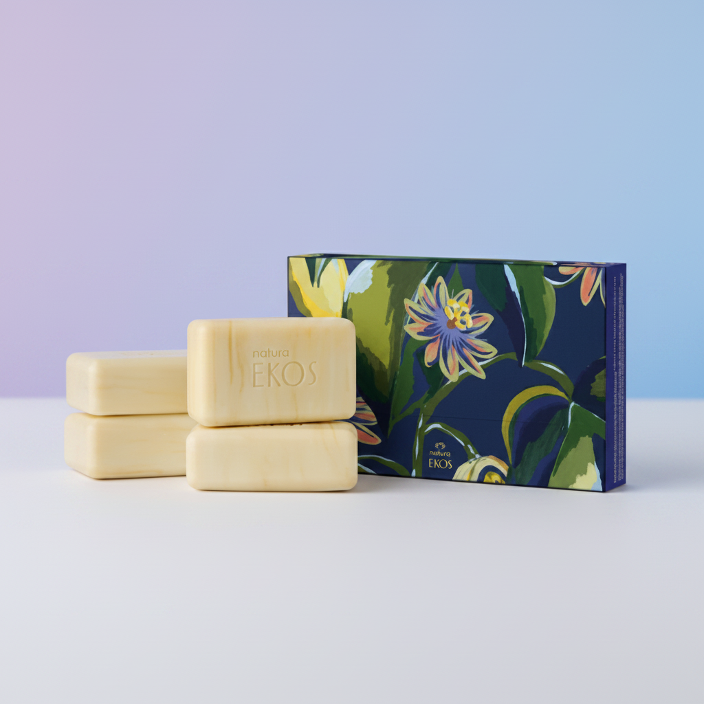 Natura Ekos Sabonete Maracujá Natureza dos Sonhos - degradê azul-roxo