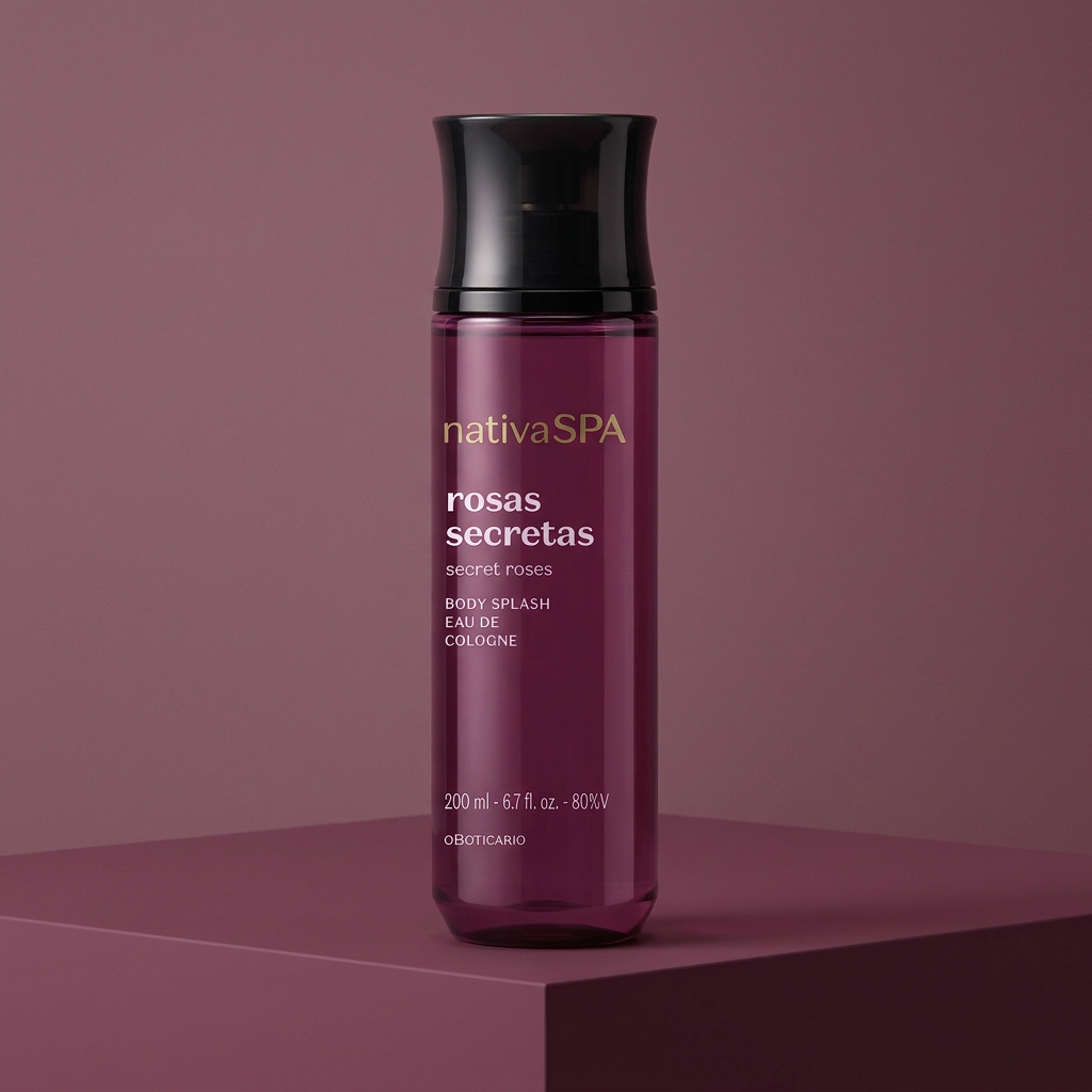 Body Splash Rosas Secretas em composição arquitetônica malva