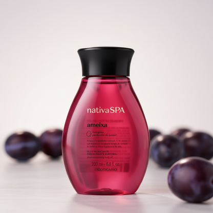 Óleo Exótico Hidratante Nativa SPA Ameixa - Ambiente com ameixas