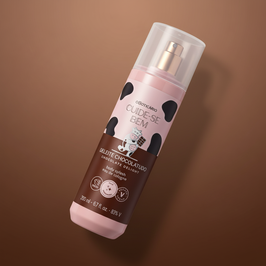 Body Splash Cuide-se Bem Deleite Chocolatudo 200ml - degradê chocolate