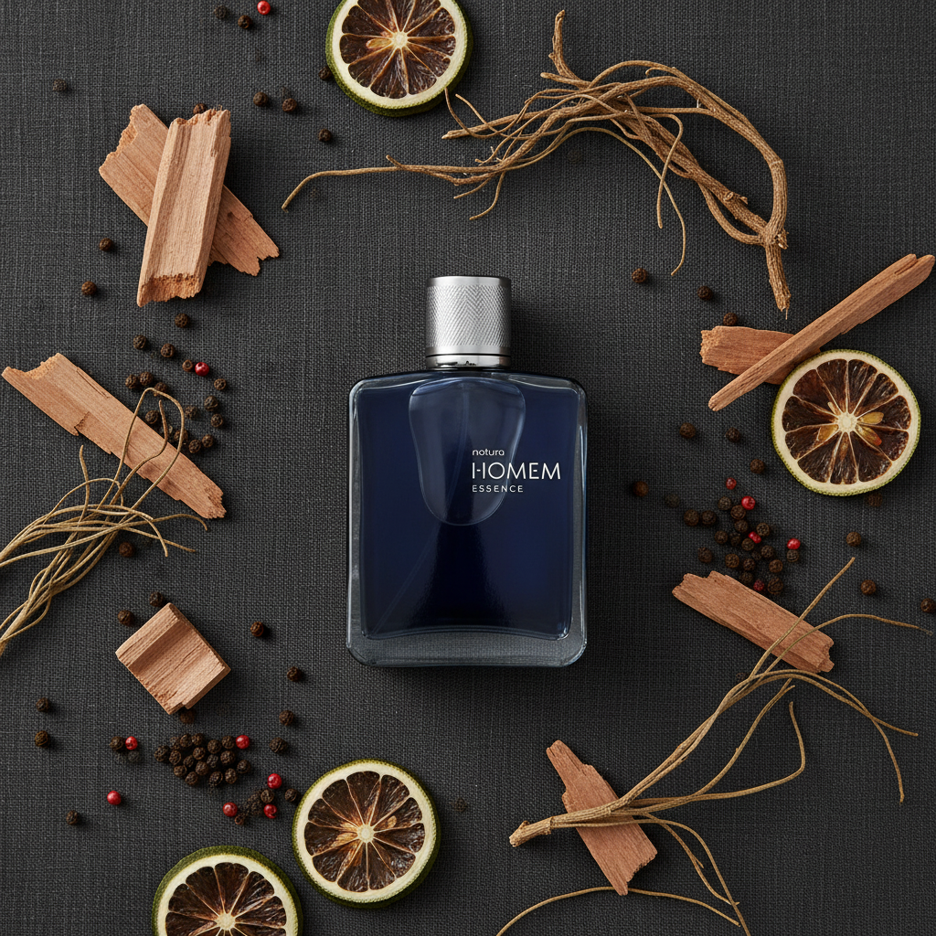 Natura Homem Essence 100ml - flat lay ingredientes