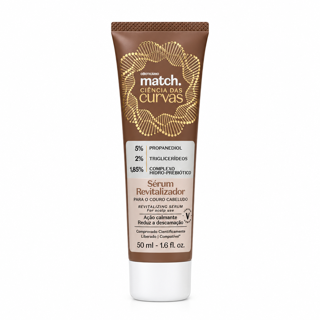 Sérum Revitalizador Match Ciência das Curvas 50ml sobre fundo branco