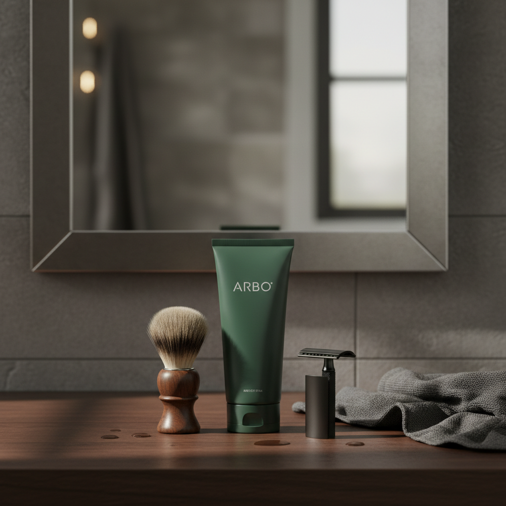 Arbo dans un environnement de rasage masculin