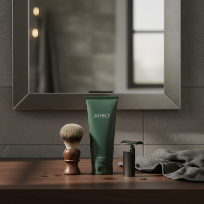 Arbo dans un environnement de rasage masculin