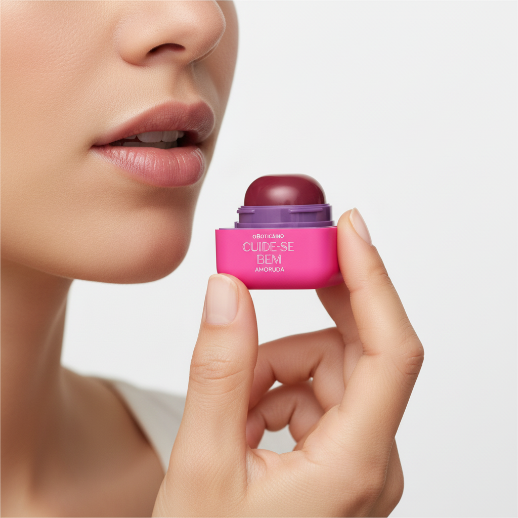 Hidratante Labial Cuide-se Bem Amoruda - aplicação nos lábios