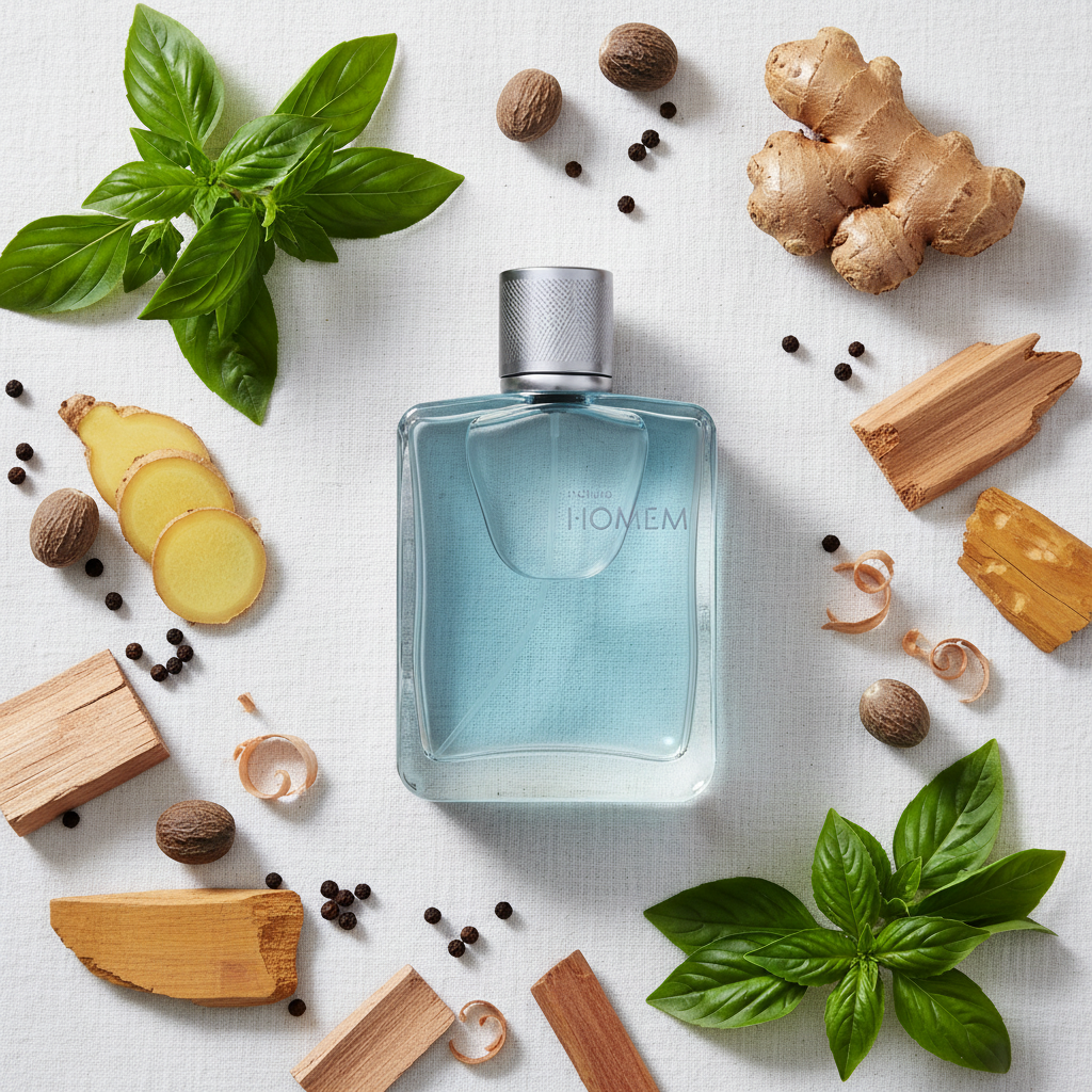Natura Homem Clássico 100ml - flat lay ingredientes