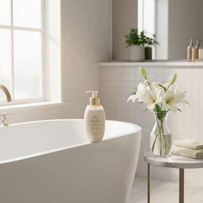 Conditionneur au bord de la baignoire - Scène spa luxueuse