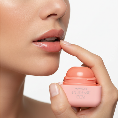 Hidratante Labial Coral Cuide-se Bem Pessegura - aplicação labial