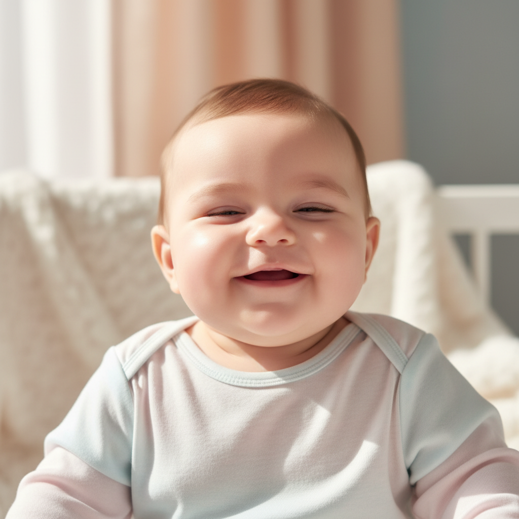 Bébé avec vêtements frais après parfumage délicat