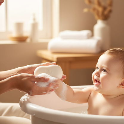 Utilisation du savon - Mousse crémeuse pour le bain de bébé