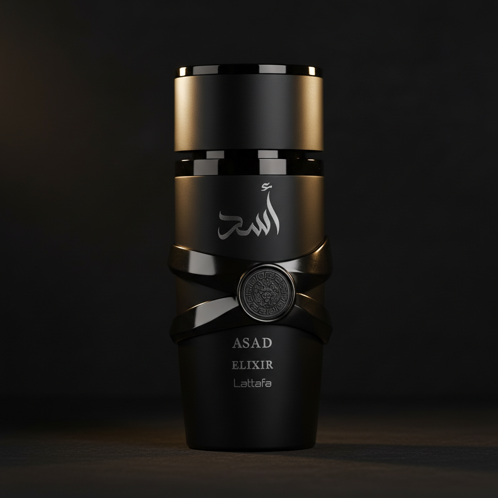Perfume Asad Elixir com acento de luz dourada