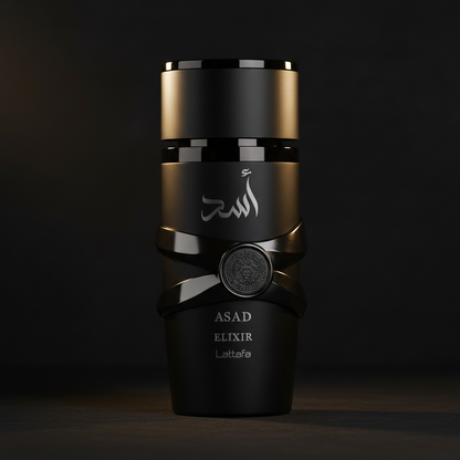 Perfume Asad Elixir com acento de luz dourada