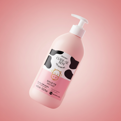 Loção Hidratante Cuide-se Bem Deleite 400ml - ângulo 45 degradê rosa
