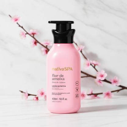 Loção Hidratante Nativa Spa Flor de Ameixa - Ambiente com flores