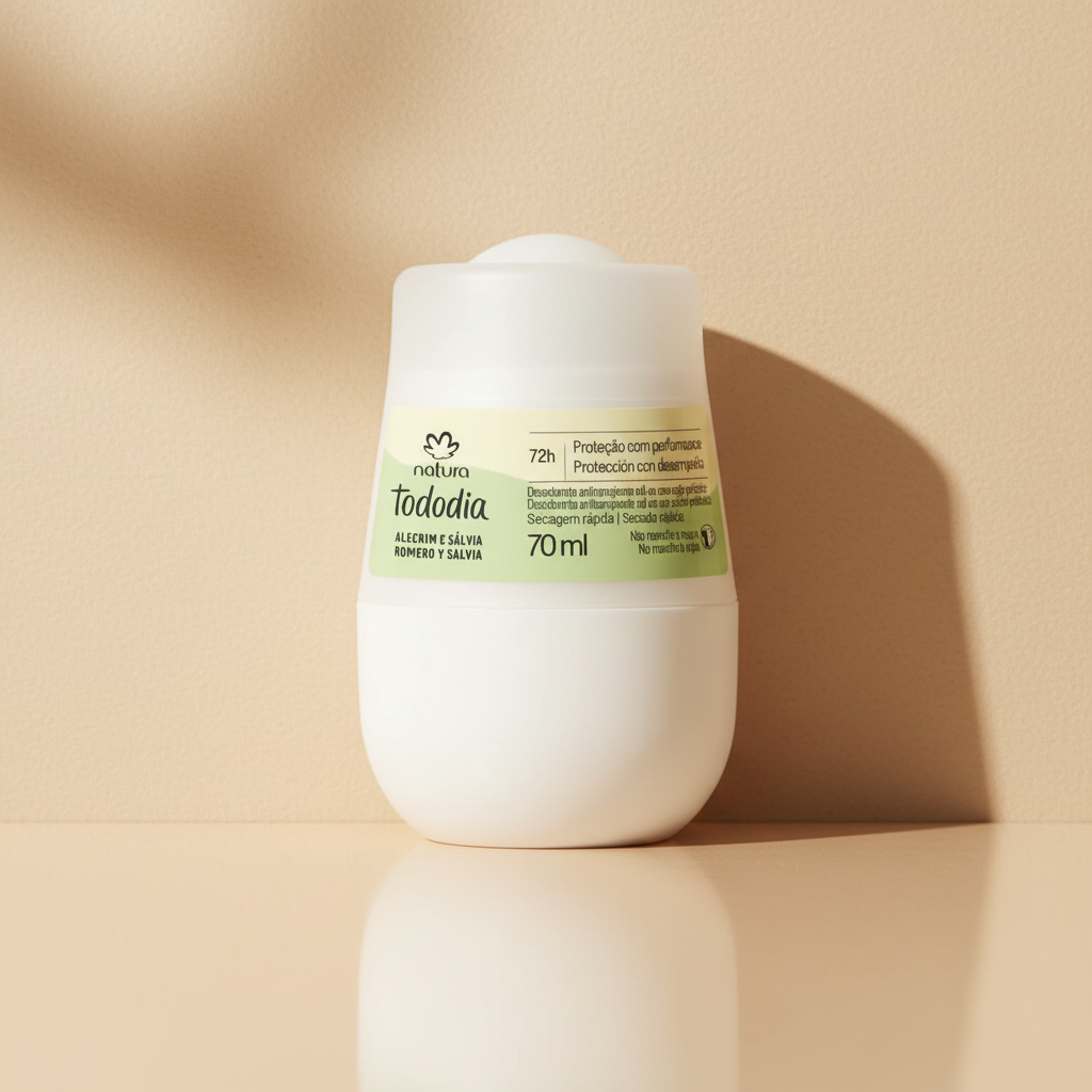 Natura Tododia Desodorante Antitranspirante Roll-on Alecrim e Sálvia 70ml - Superfície Bege Neutra