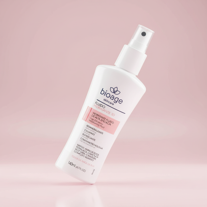 Fluido Hidratante 3D Bioage 140ml ângulo 45 graus fundo rosa pastel