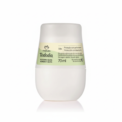 Natura Tododia Desodorante Antitranspirante Roll-on Alecrim e Sálvia 70ml - Fundo Branco