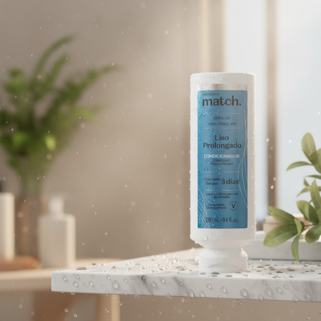 Condicionador Match Liso Prolongado - produto no banheiro