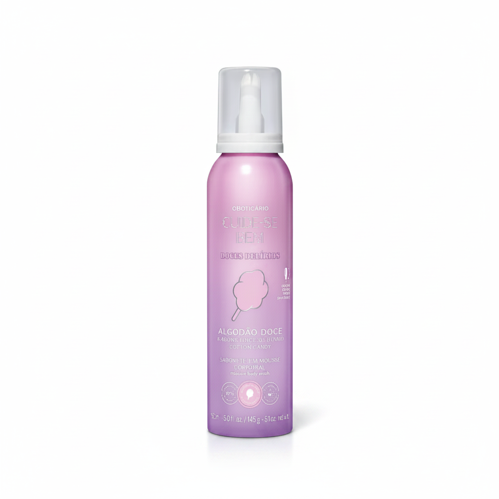Sabonete em Mousse Corporal Cuide-se Bem Doces Delírios Algodão Doce 180g - fundo branco