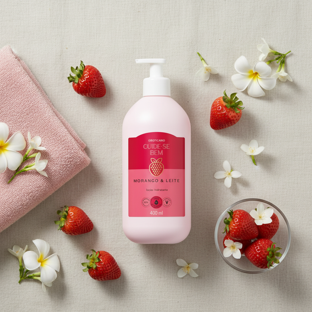 Lotion Hydratante Cuide-se Bem Fraise et Lait - Ritual de Beleza