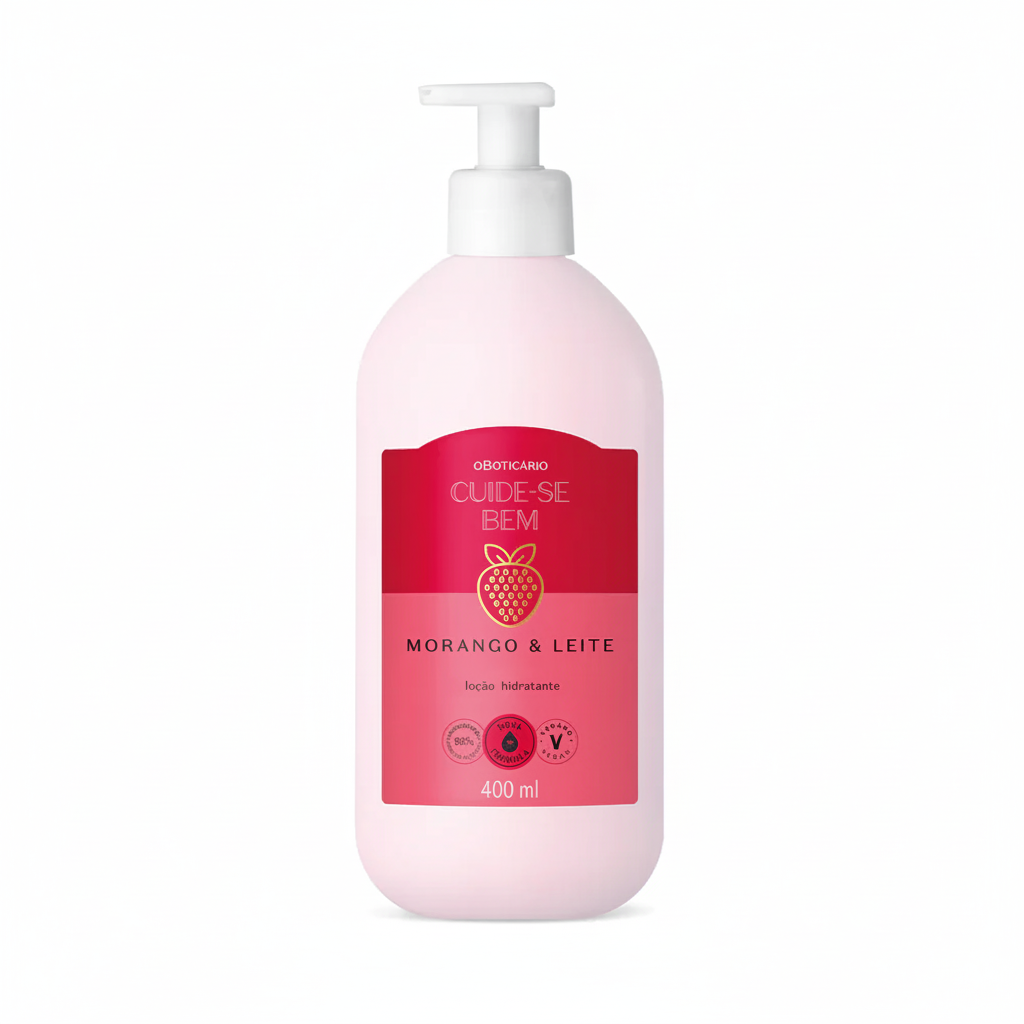 Lotion Hydratante Cuide-se Bem Fraise et Lait 400ml - Fundo Branco