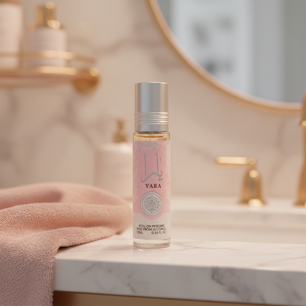 Yara Roll-On close-up em vanity feminino