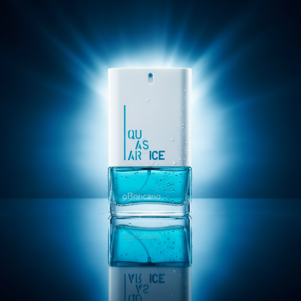 Quasar Ice com reflexo em superfície azul brilhante dinâmico