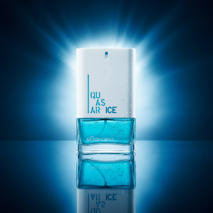 Quasar Ice com reflexo em superfície azul brilhante dinâmico