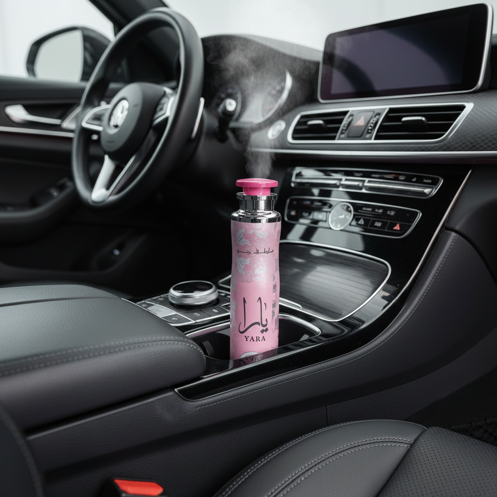 Lattafa Yara Air Freshener em interior de carro