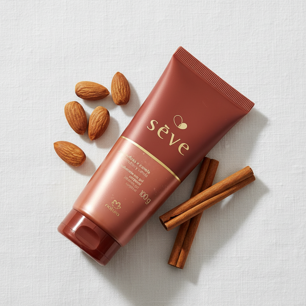 Sabonete Gel Sève Amêndoas e Canela - flat lay