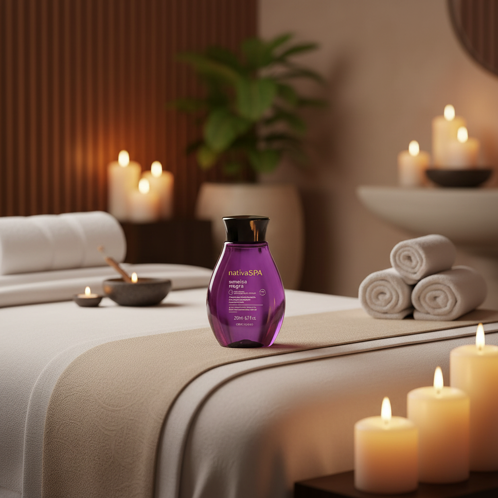 Nativa Spa Ameixa Negra óleo em mesa de massagem spa