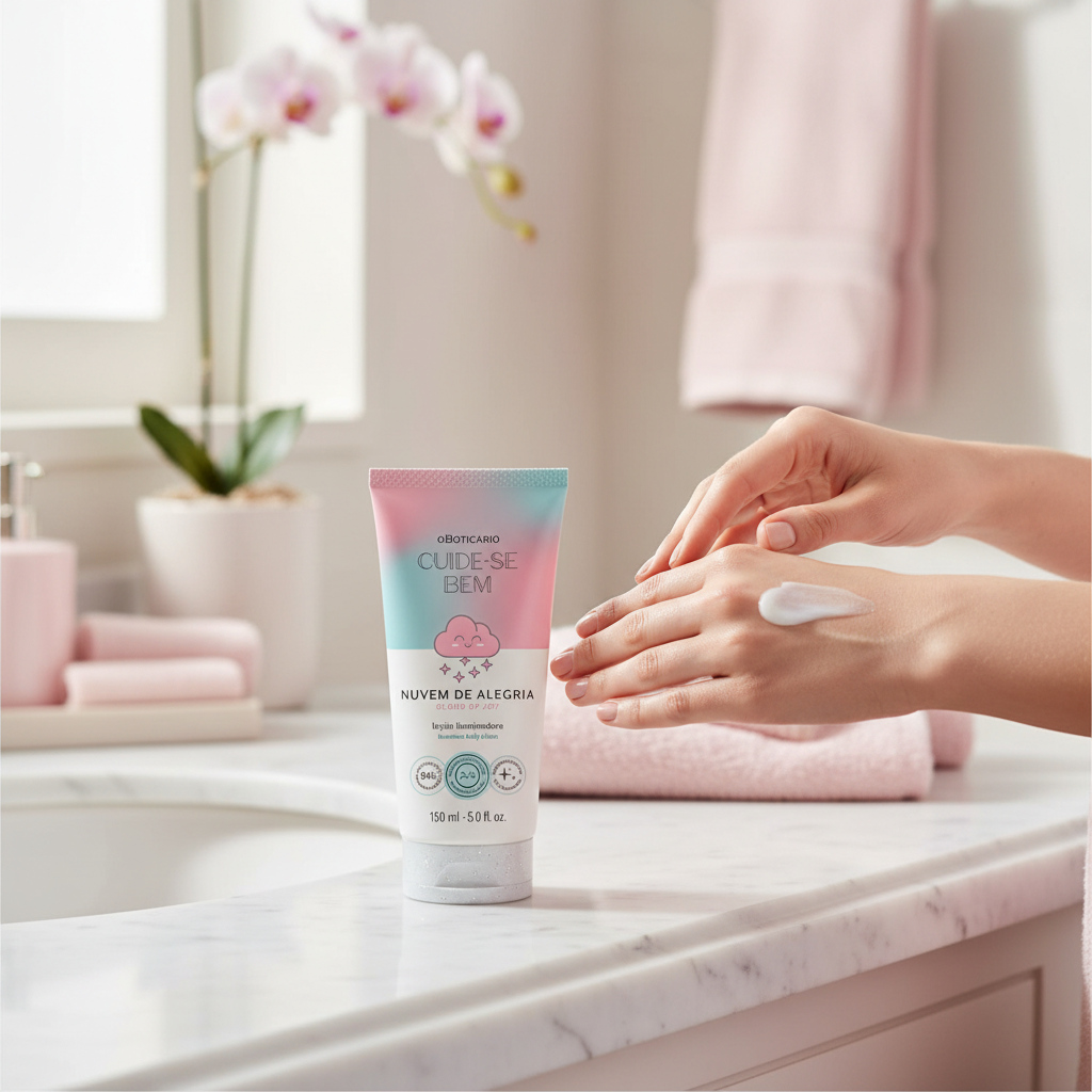 Loção Iluminadora Cuide-se Bem Nuvem de Alegria - Lifestyle Aplicação