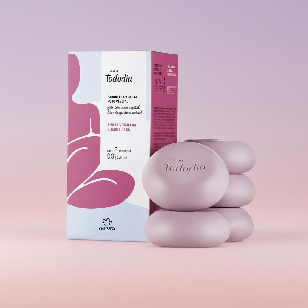 Natura Tododia Kit Sabonete em Barra Amora Vermelha e Jabuticaba 5x90g - Degradê Rosa Lavanda
