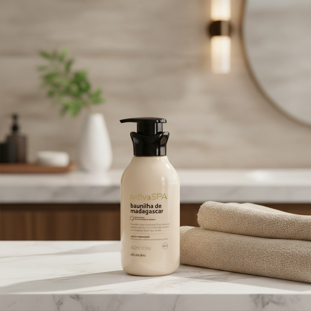 Loção Hidratante Nativa SPA Baunilha de Madagascar 400ml - ambiente spa mármore