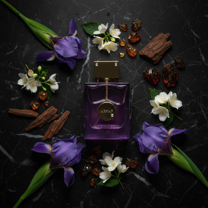 Armaf Club De Nuit Maleka EDP 105ml - ingredientes flat lay